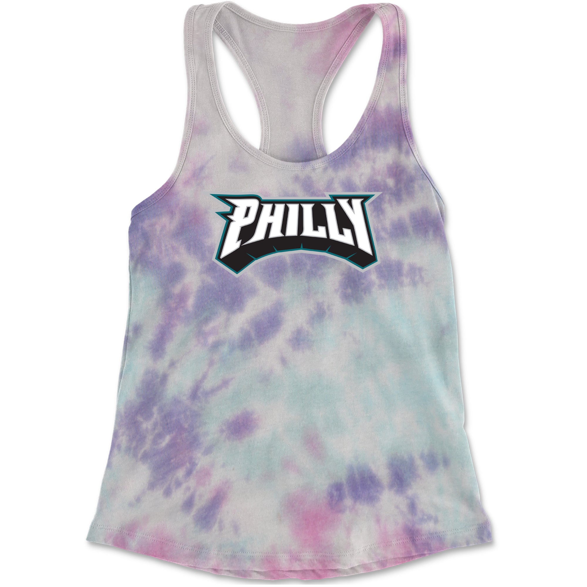 Philly Bold Block Throwback Racerback Tank Top for Women Cotton Candy