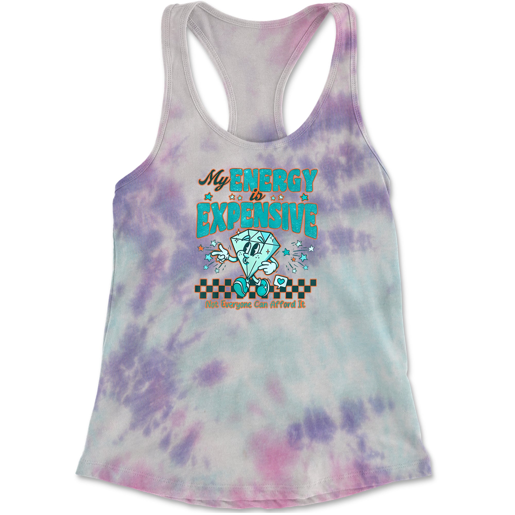 Diamond My Energy Is Expensive Racerback Tank Top for Women Cotton Candy