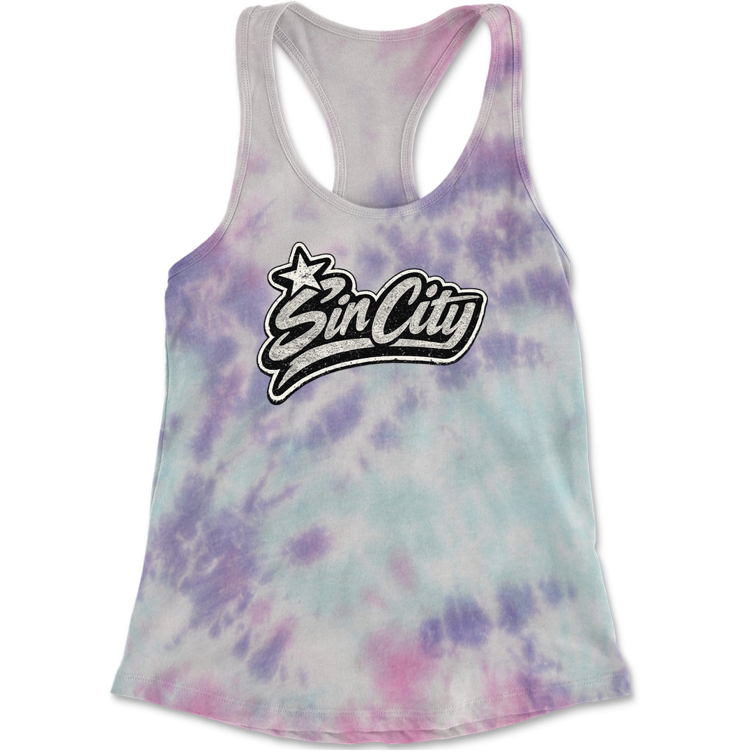 Sin City Vegas Retro Vintage Racerback Tank Top for Women Cotton Candy