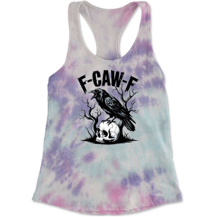 F-Caw-F Crow On Skull F-ck Off Gothic Racerback Tank Top for Women