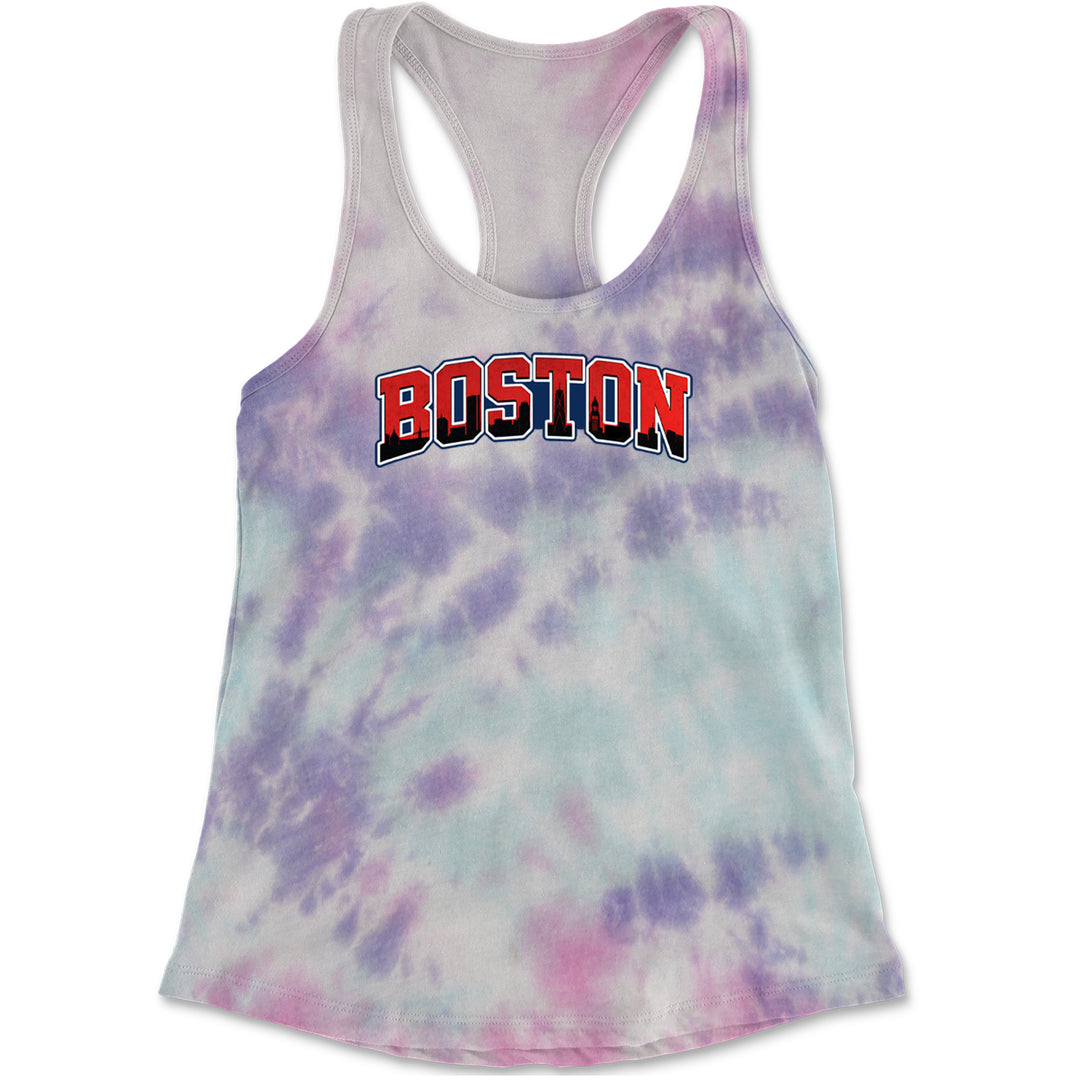 Boston City Pride Skyline Racerback Tank Top for Women Cotton Candy