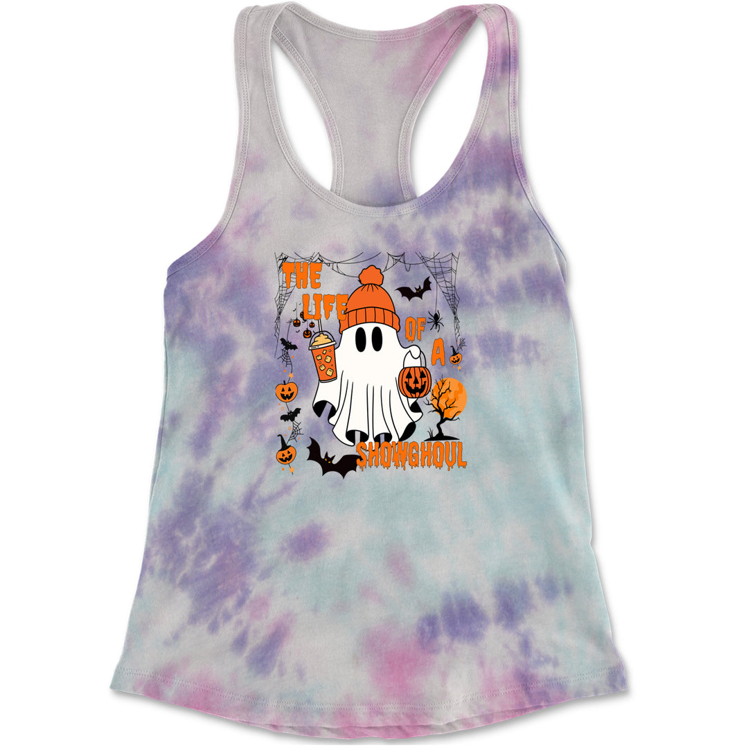 Life of a Showghoul Halloween Showgirl Vibes Racerback Tank Top for Women Cotton Candy