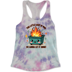 This Little Light of Mine Dumpster Fire Smile Face Racerback Tank Top for Women Cotton Candy