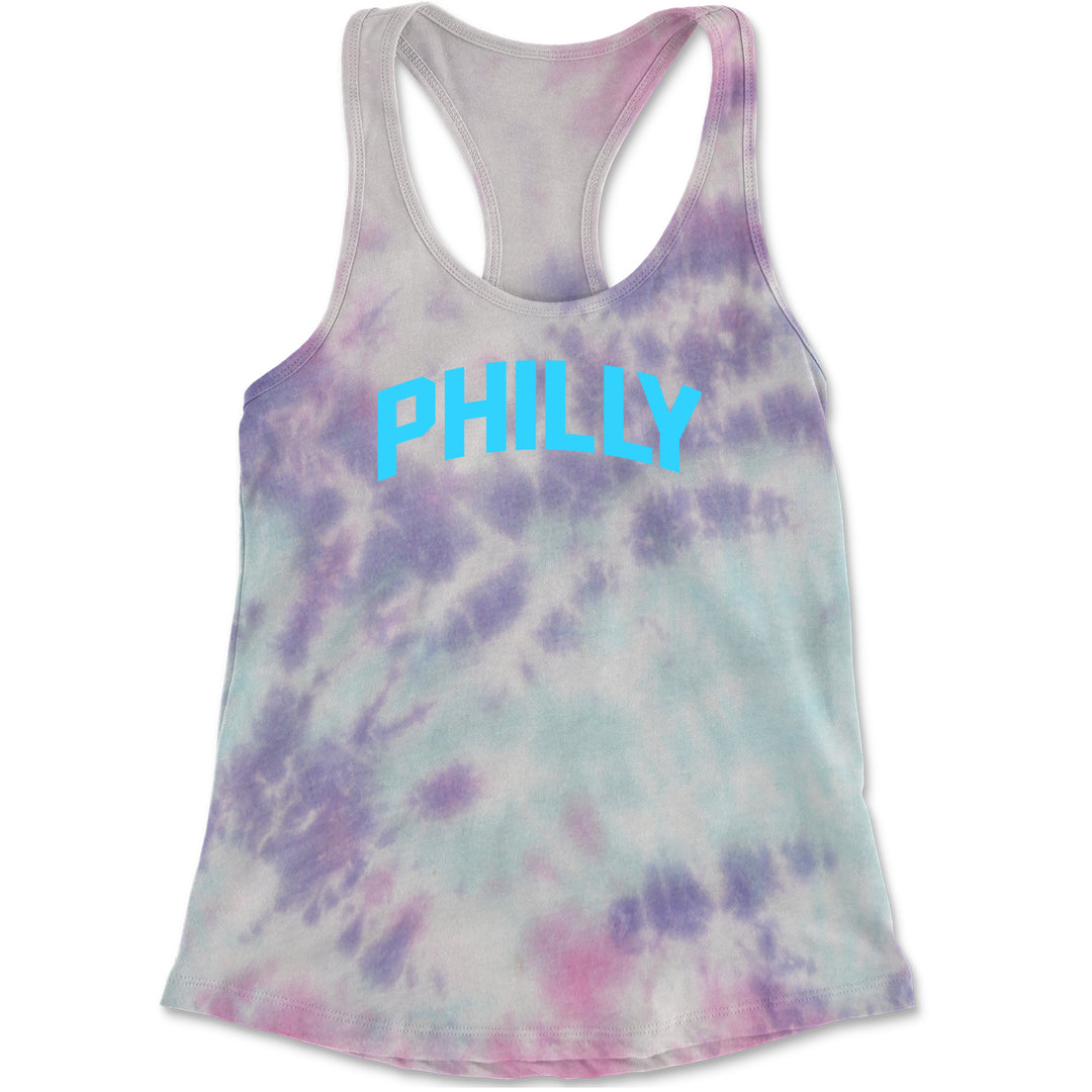 Philly Philadelphia Pride graphic on Women's Lightweight Racerback Tank in Cotton Candy