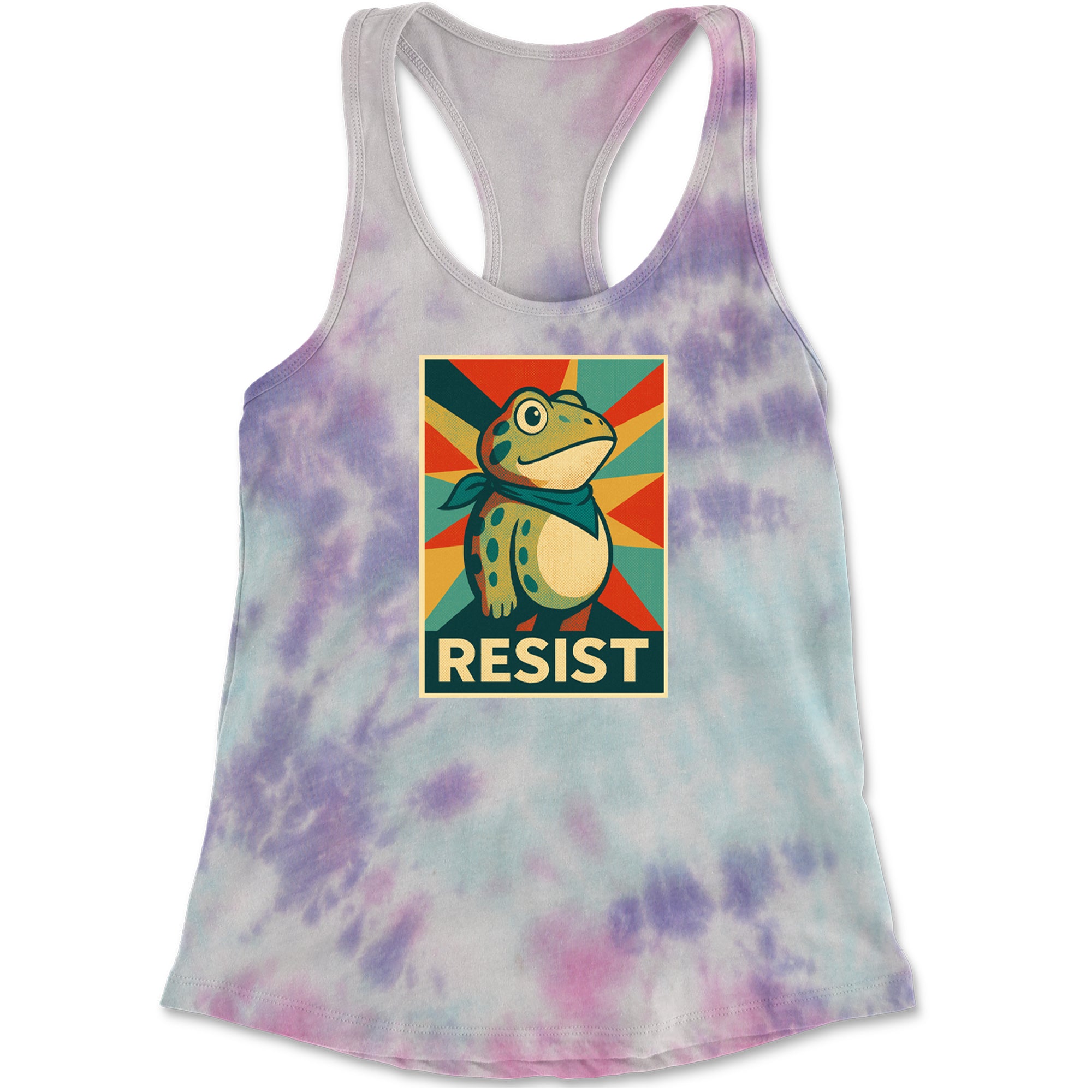Resist Portland Protest Frog Racerback Tank Top for Women Cotton Candy