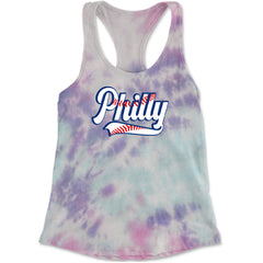 Philly Baseball Stitching Racerback Tank Top for Women Cotton Candy