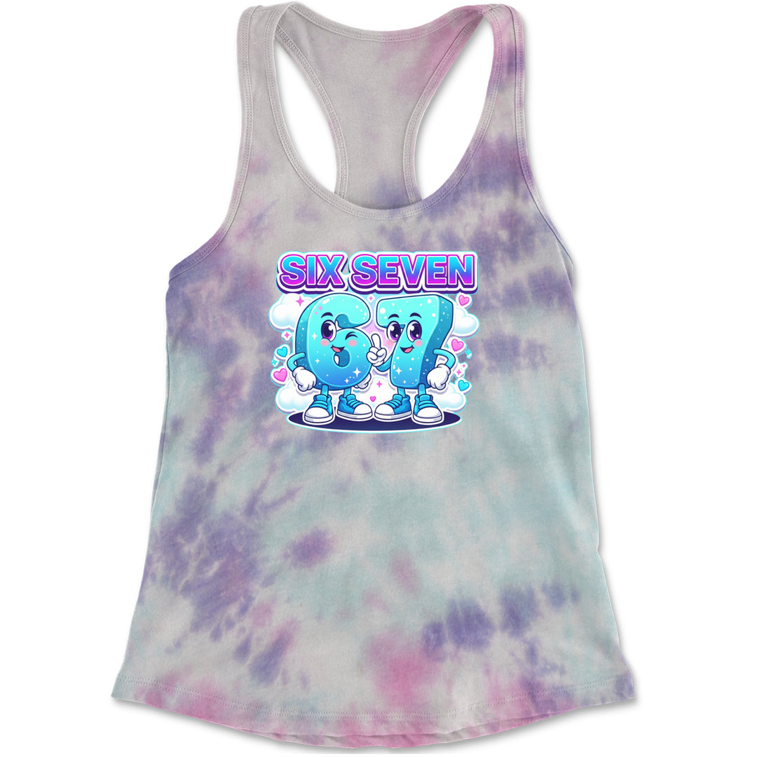 67 Six Seven Meme Kawaii Cloud Racerback Tank Top for Women Cotton Candy