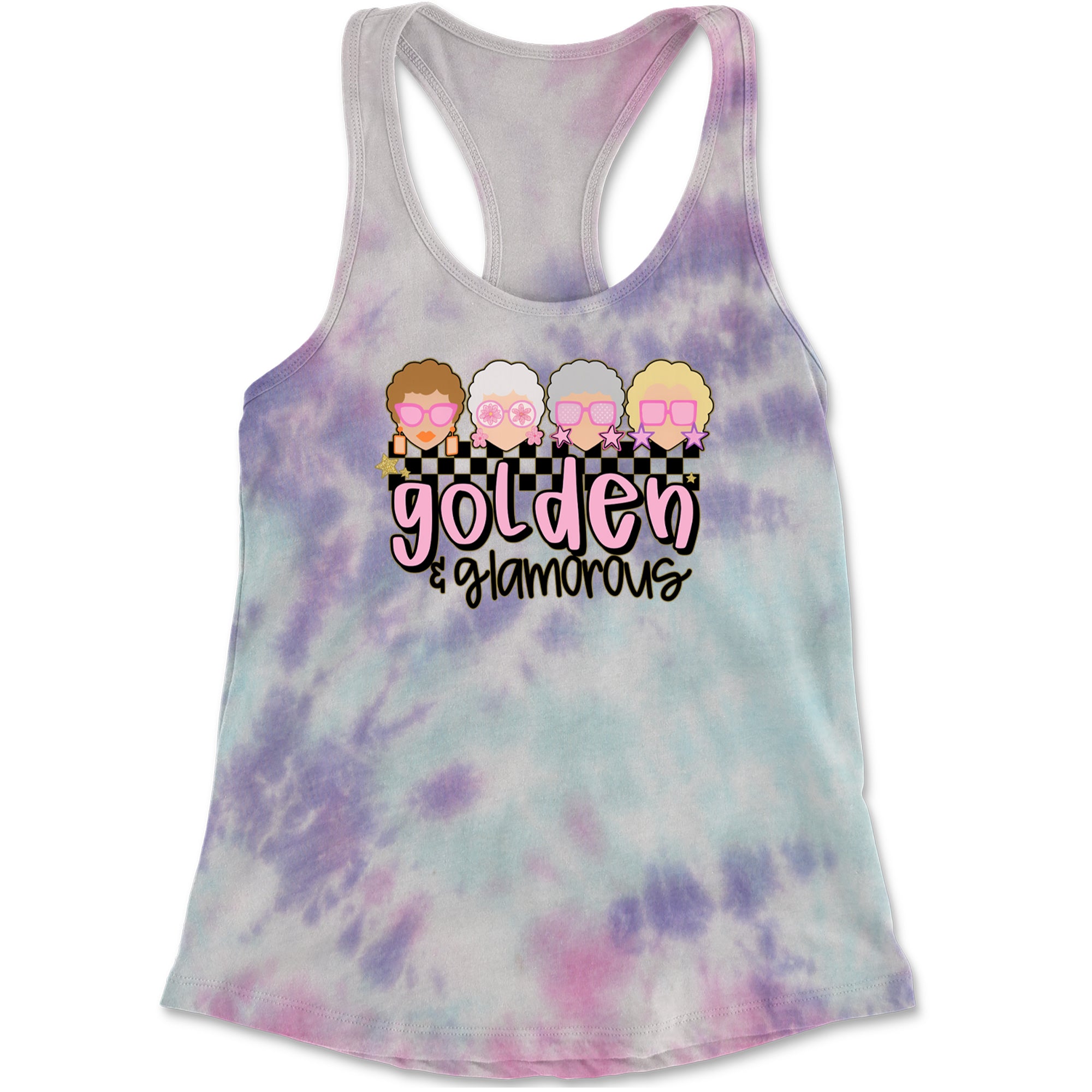 Golden And Glamorous Golden Girls Racerback Tank Top for Women Cotton Candy