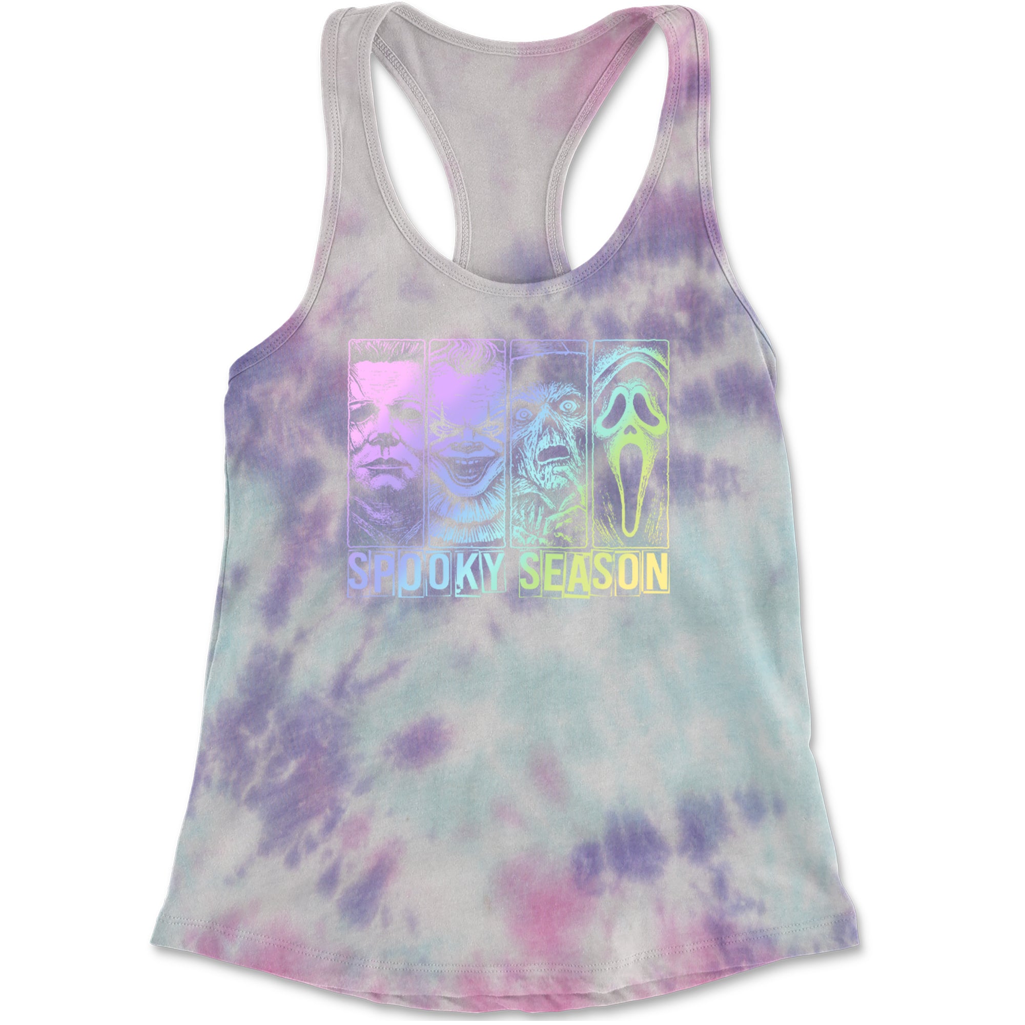 Spooky Season Horror Icons Halloween Racerback Tank Top for Women Cotton Candy
