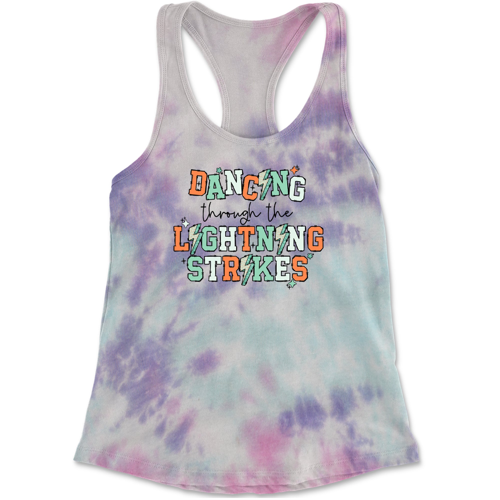 Dancing Through The Lightning Strikes Racerback Tank Top for Women Cotton Candy