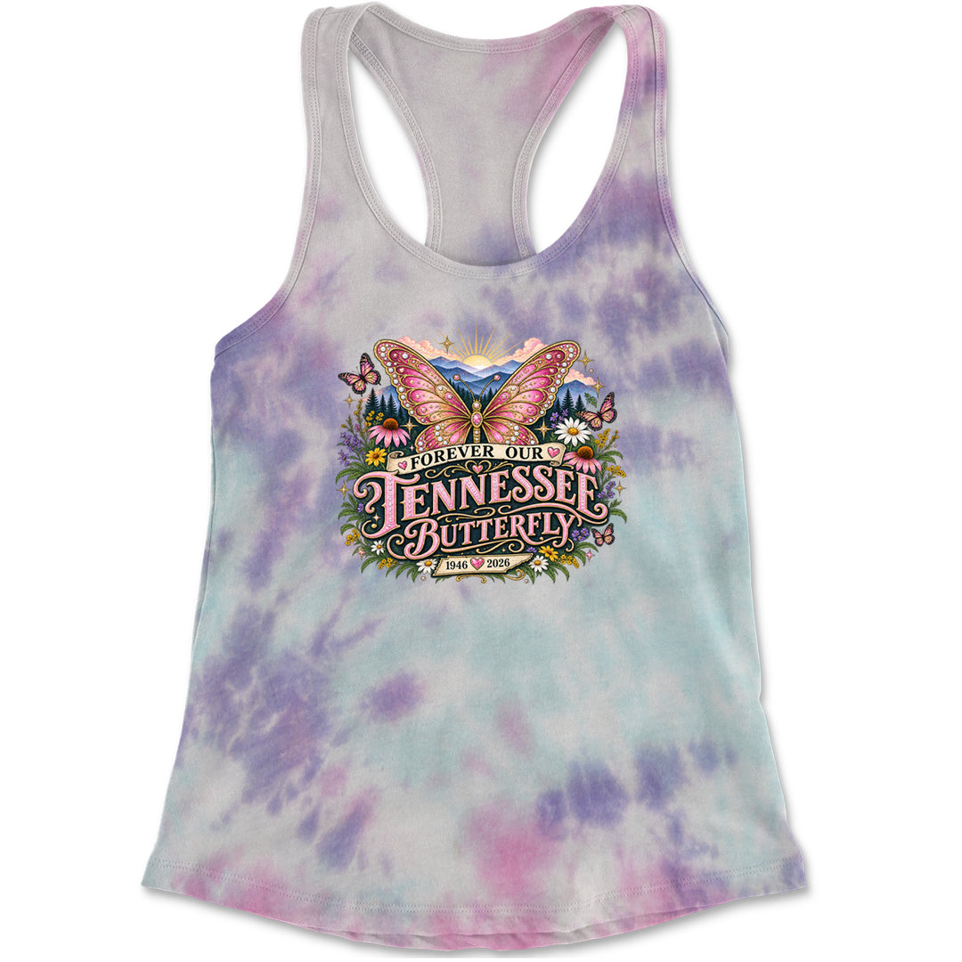 Forever Our Tennessee Butterfly Dolly Racerback Tank Top for Women Cotton Candy
