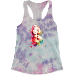 Mrs. Monroe Watercolors Bombshell Racerback Tank Top for Women Cotton Candy