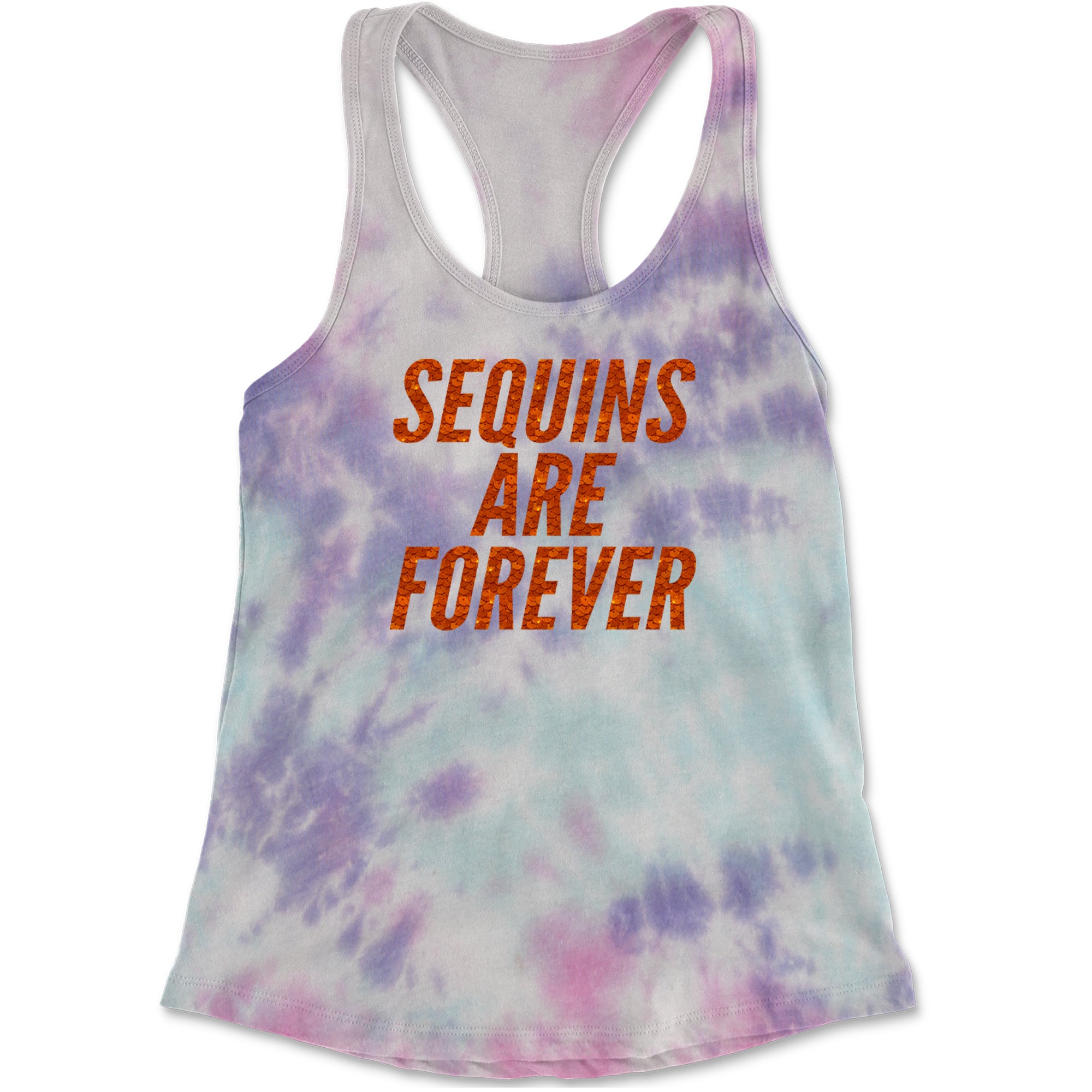 Sequins Are Forever Retro Glam Racerback Tank Top for Women Cotton Candy
