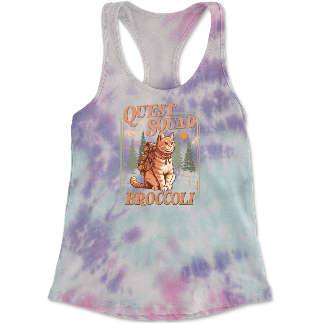 Quest Squad Broccoli Cat Fantasy Reader  Racerback Tank Top for Women Cotton Candy