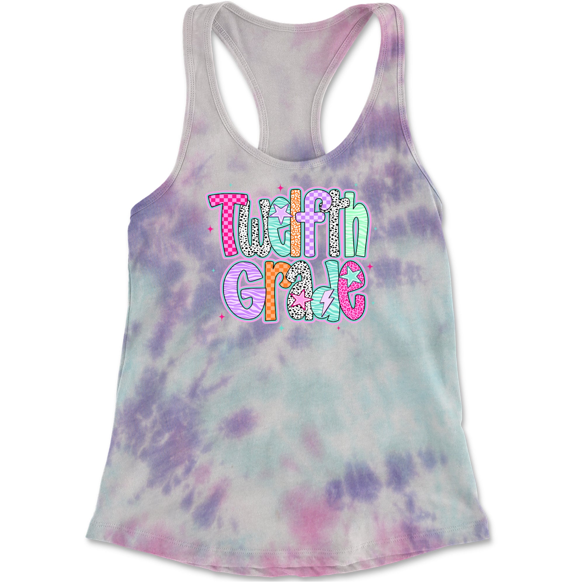 Senior Year Colorful Back to School Racerback Tank Top for Women Cotton Candy