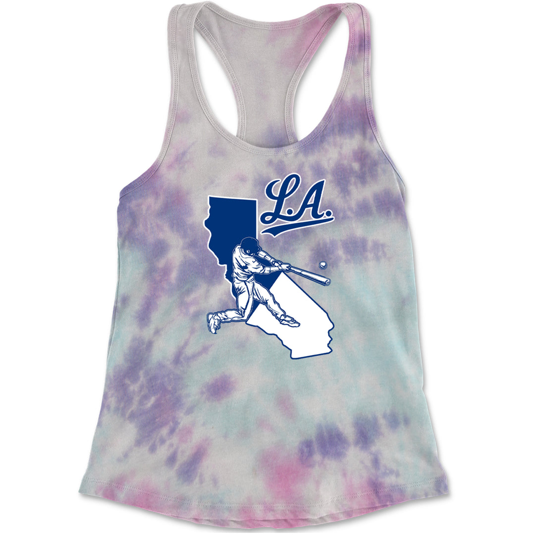 Los Angeles Baseball Batter Up Racerback Tank Top for Women Cotton Candy