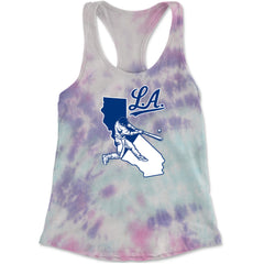 Los Angeles Baseball Batter Up Racerback Tank Top for Women Cotton Candy