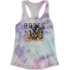 Boots On Da Ground Folding Fan Racerback Tank Top for Women Cotton Candy