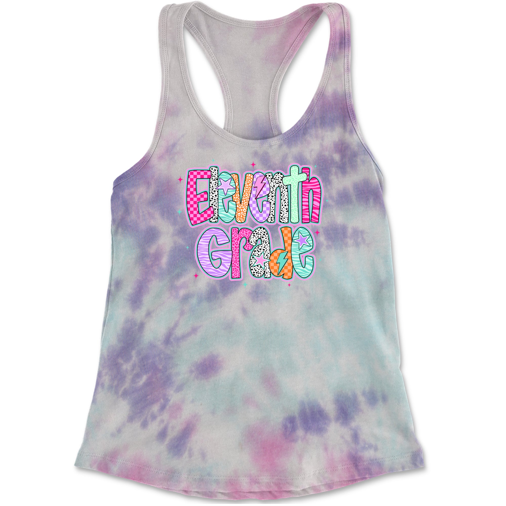 Eleventh Grade Extra Colorful Back to School Racerback Tank Top for Women Cotton Candy