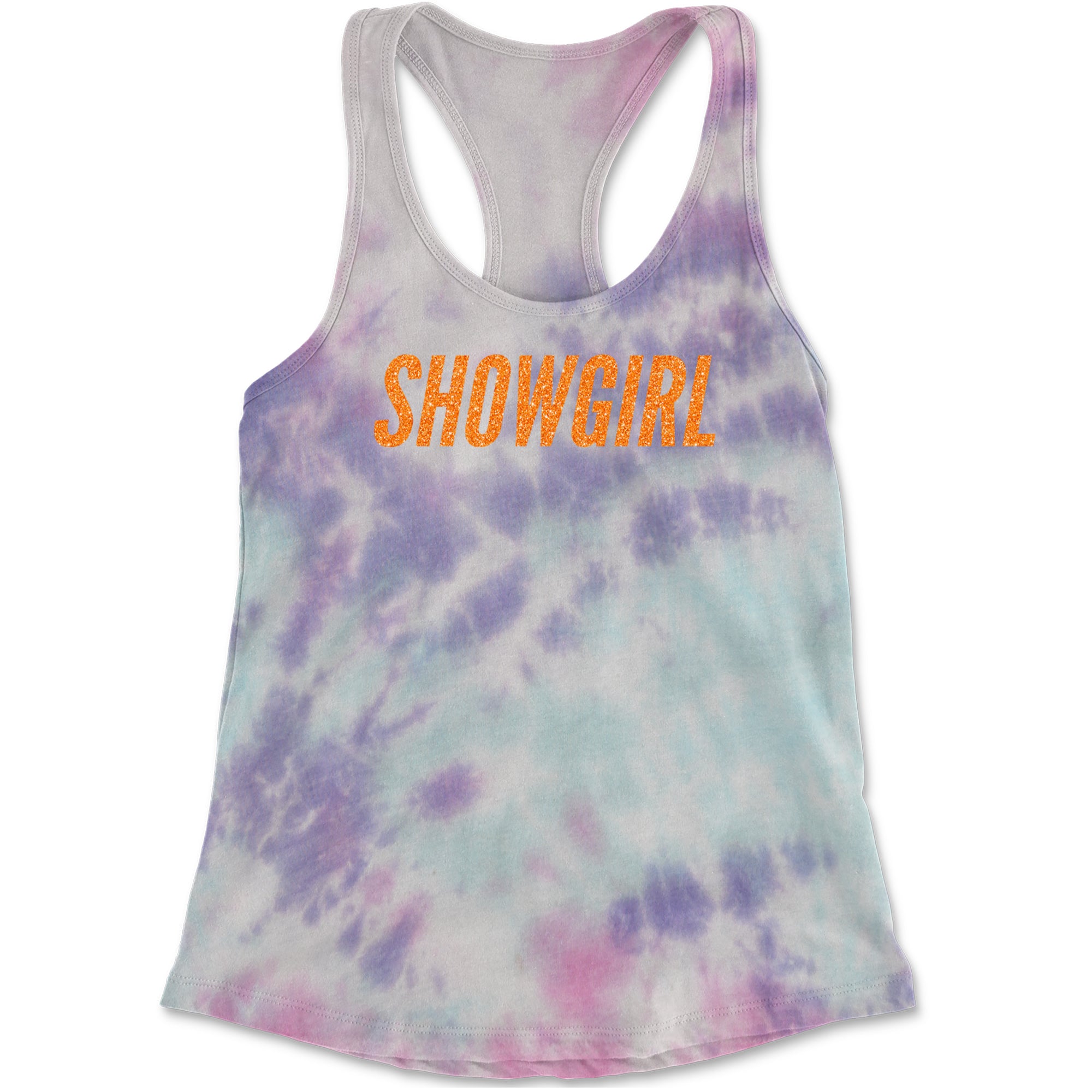 Showgirl Orange Glitter Racerback Tank Top for Women Cotton Candy