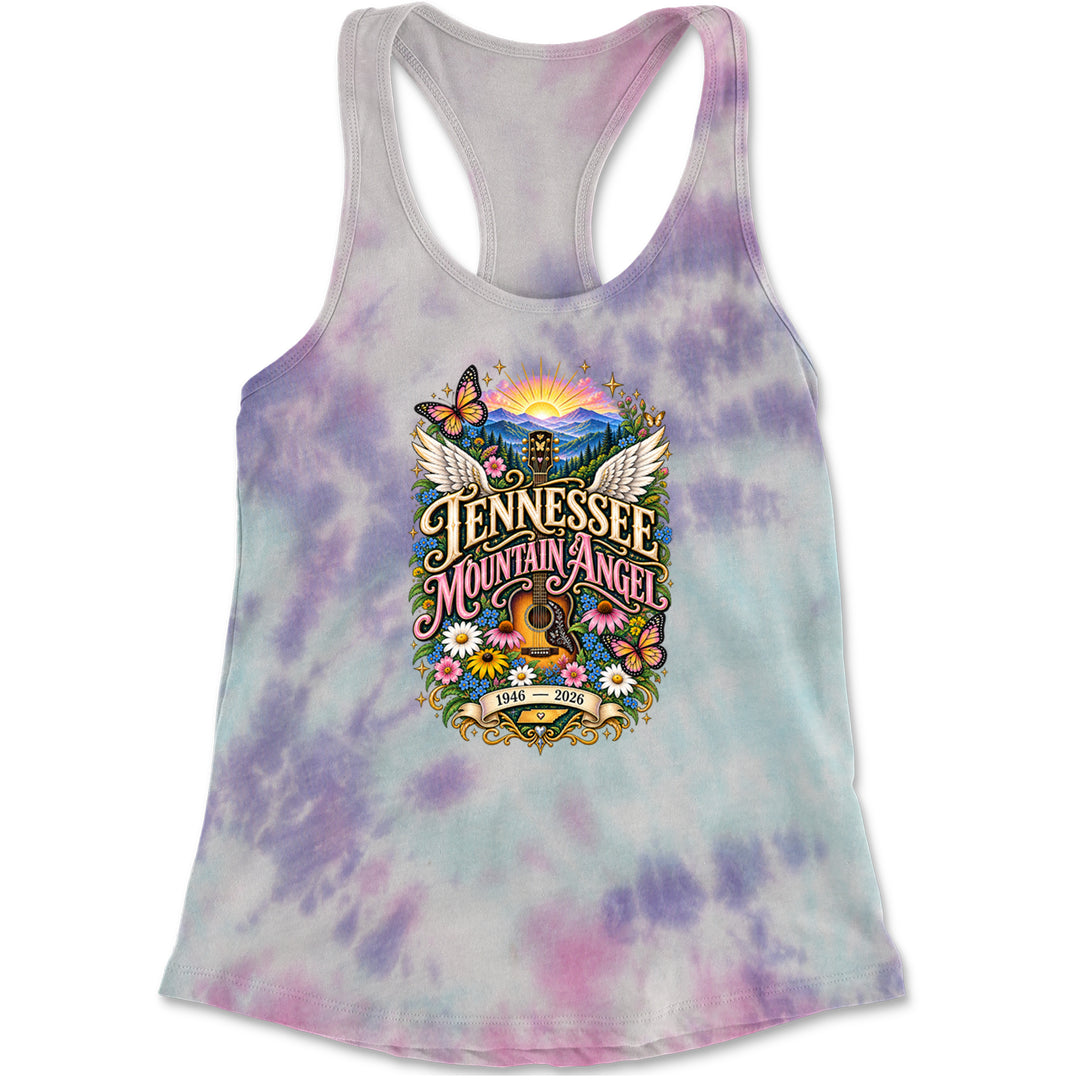 Tennessee Mountain Angel Wings Dolly Racerback Tank Top for Women Cotton Candy