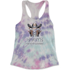 Boots On The Ground Bling Racerback Tank Top for Women Cotton Candy