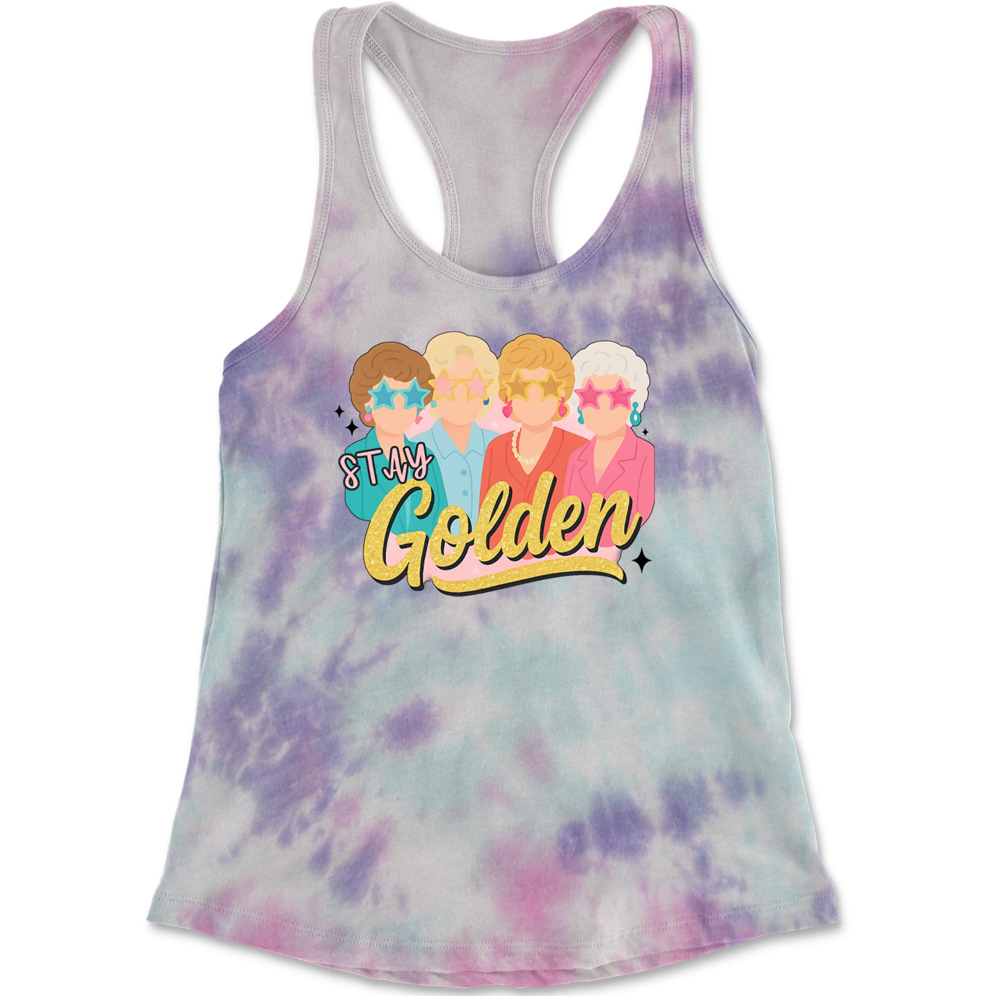Stay Golden Girls Retro Racerback Tank Top for Women Cotton Candy