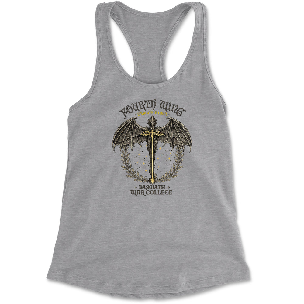 Fourth Wing Dragon Rider Vintage Basgiath War College Racerback Tank Top for Women Heather Grey