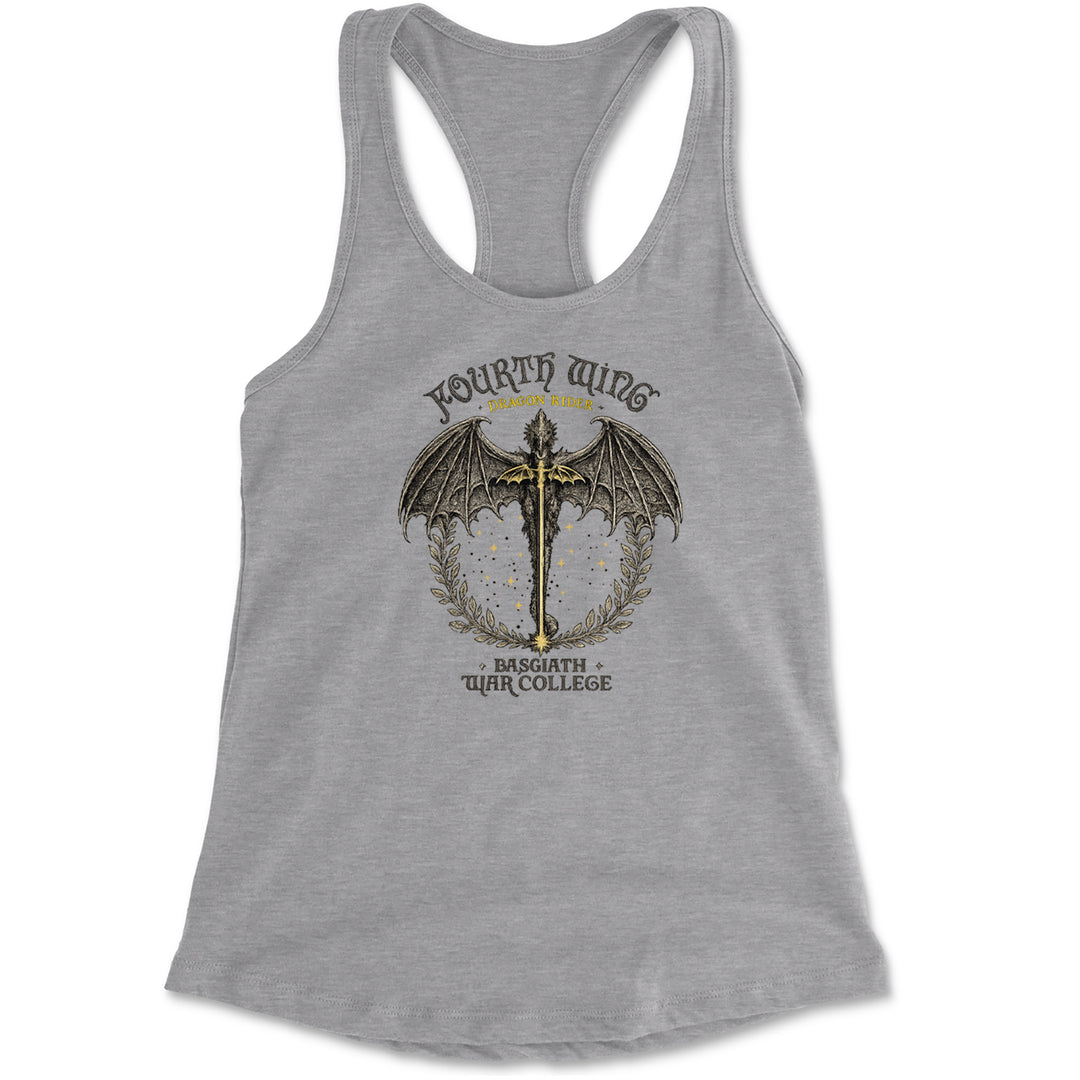 Fourth Wing Dragon Rider Vintage Basgiath War College Racerback Tank Top for Women Heather Grey