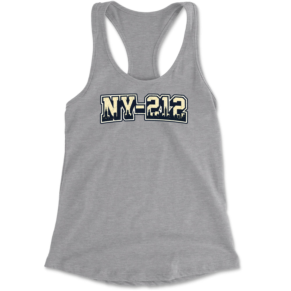 New York City 212 Area Code Skyline  Racerback Tank Top for Women Heather Grey