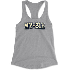 New York City 212 Area Code Skyline  Racerback Tank Top for Women Heather Grey