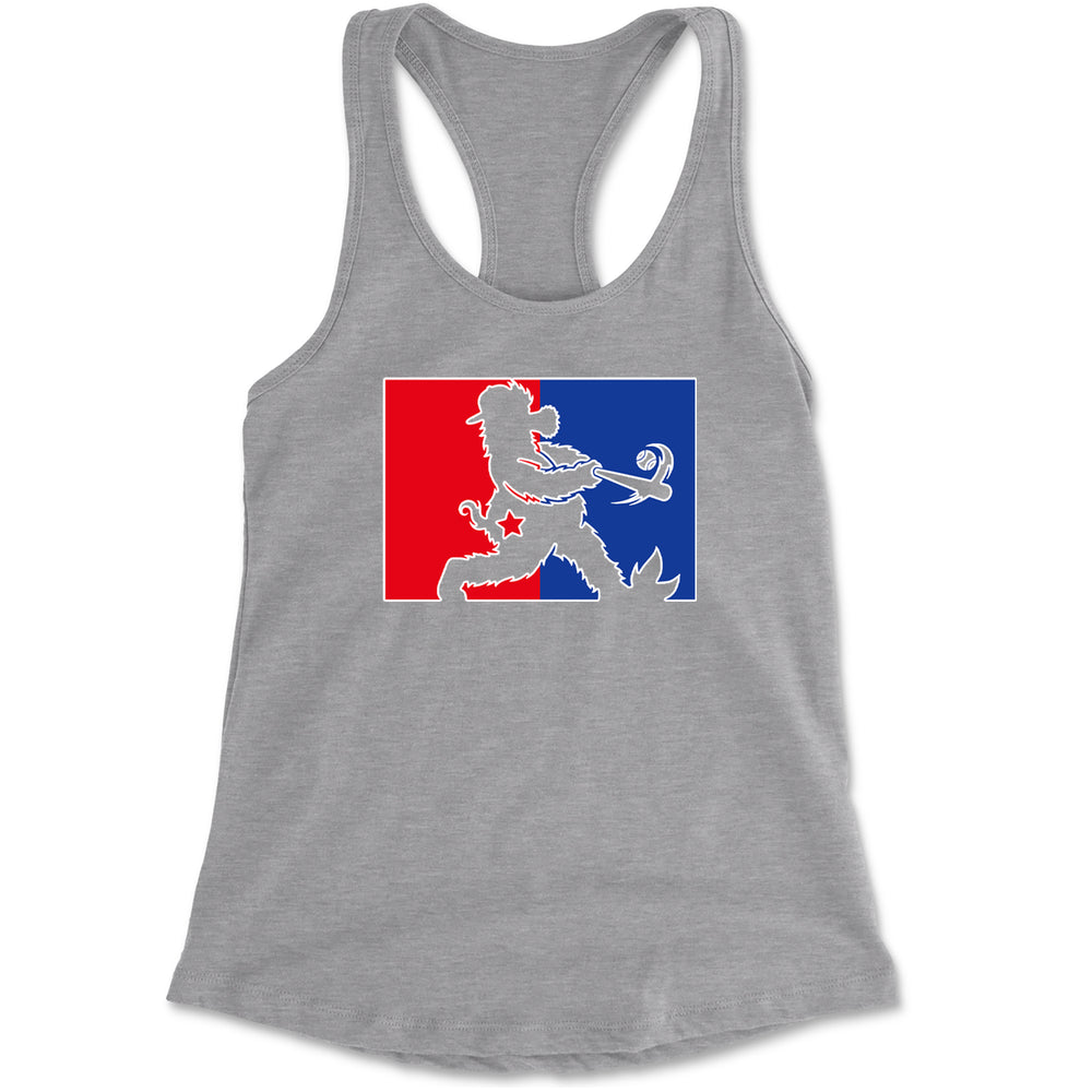 Batter Up Philly Baseball Phan Racerback Tank Top for Women Heather Grey