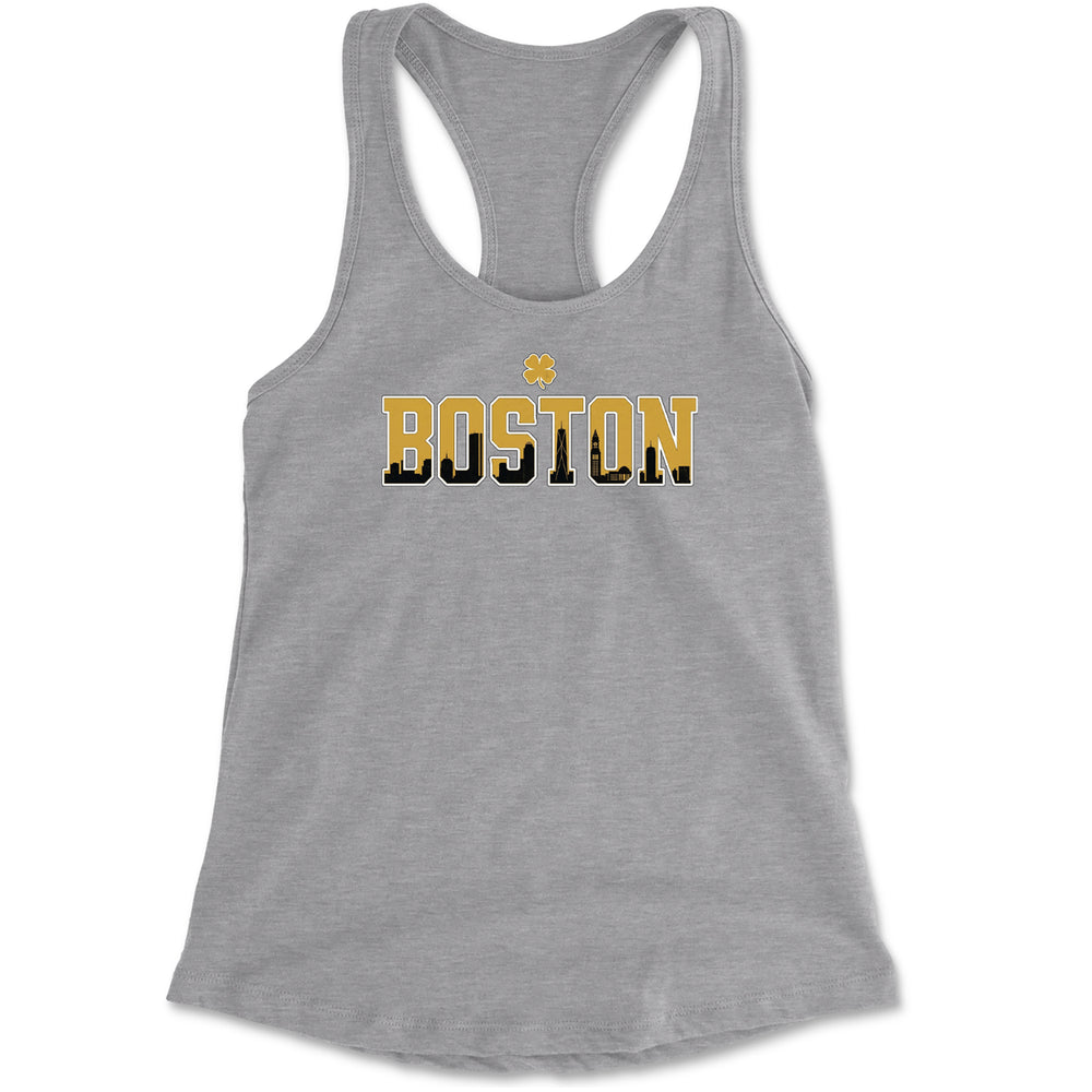 Boston City Pride Irish Racerback Tank Top for Women Heather Grey