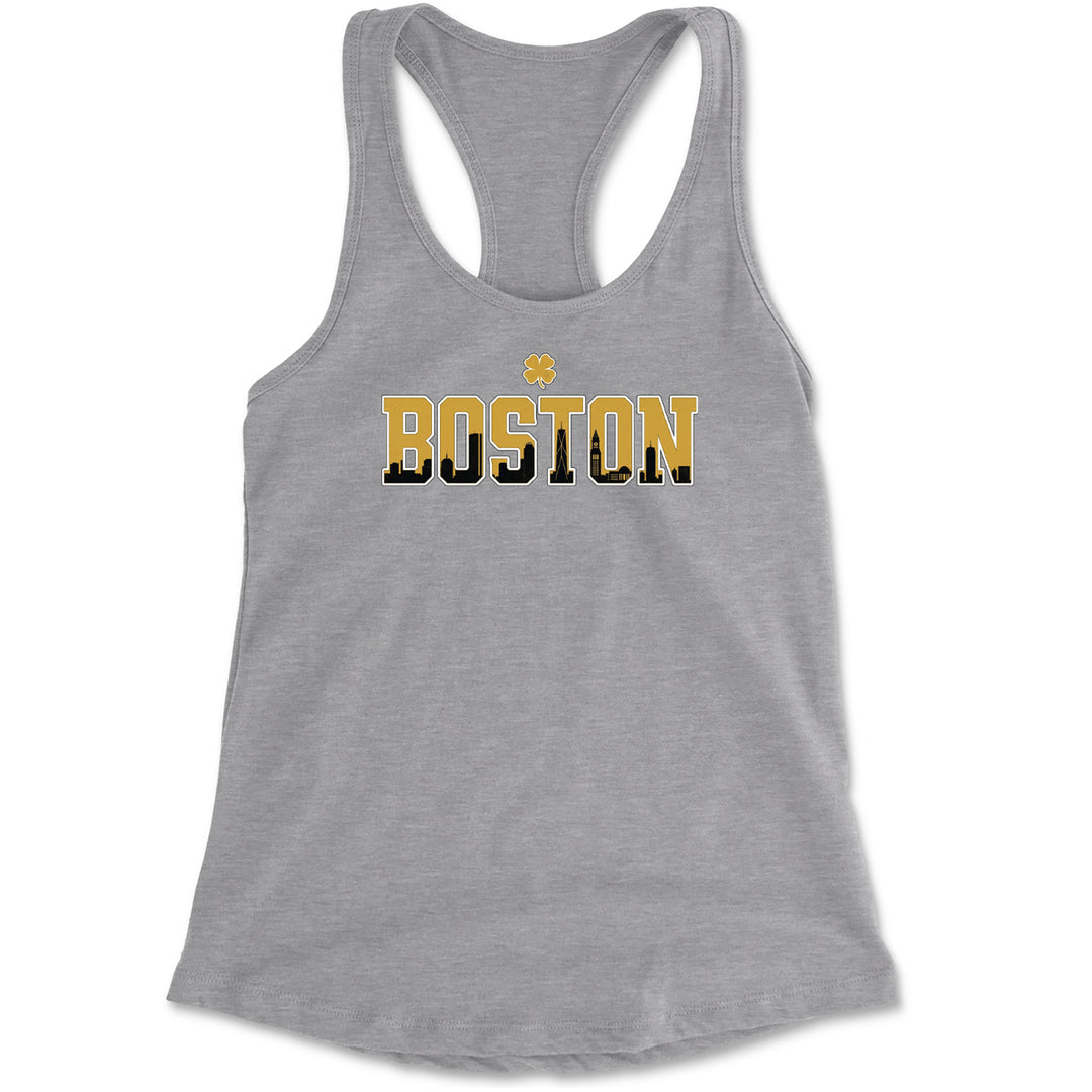 Boston City Pride Irish Racerback Tank Top for Women Heather Grey