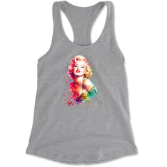 Mrs. Monroe Watercolors Bombshell Racerback Tank Top for Women Heather Grey