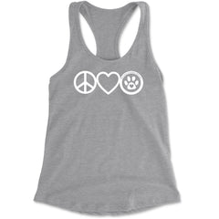 Peace, Love and TLC Dog Rescue Racerback Tank Top for Women Heather Grey