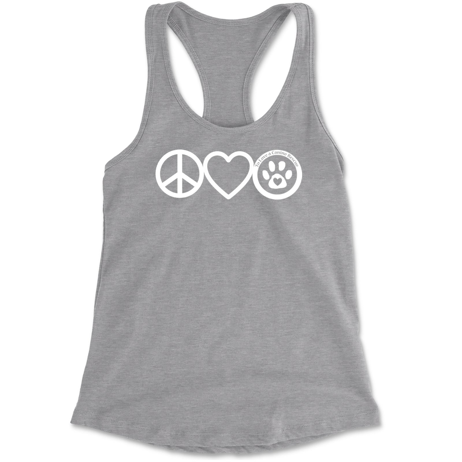 Peace, Love and TLC Dog Rescue Racerback Tank Top for Women Black