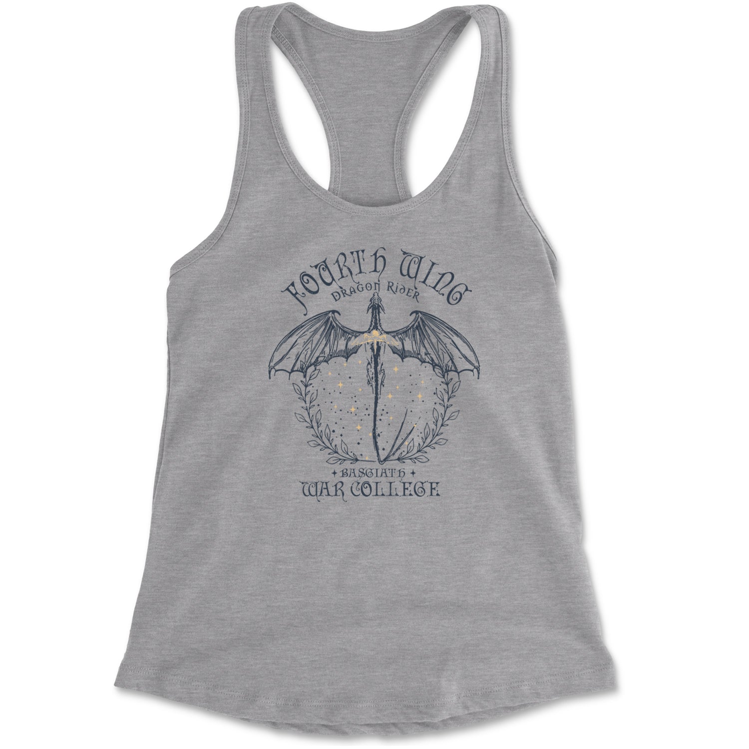 Fourth Wing Dragon Rider Vintage Basgiath War College Racerback Tank Top for Women Heather Grey