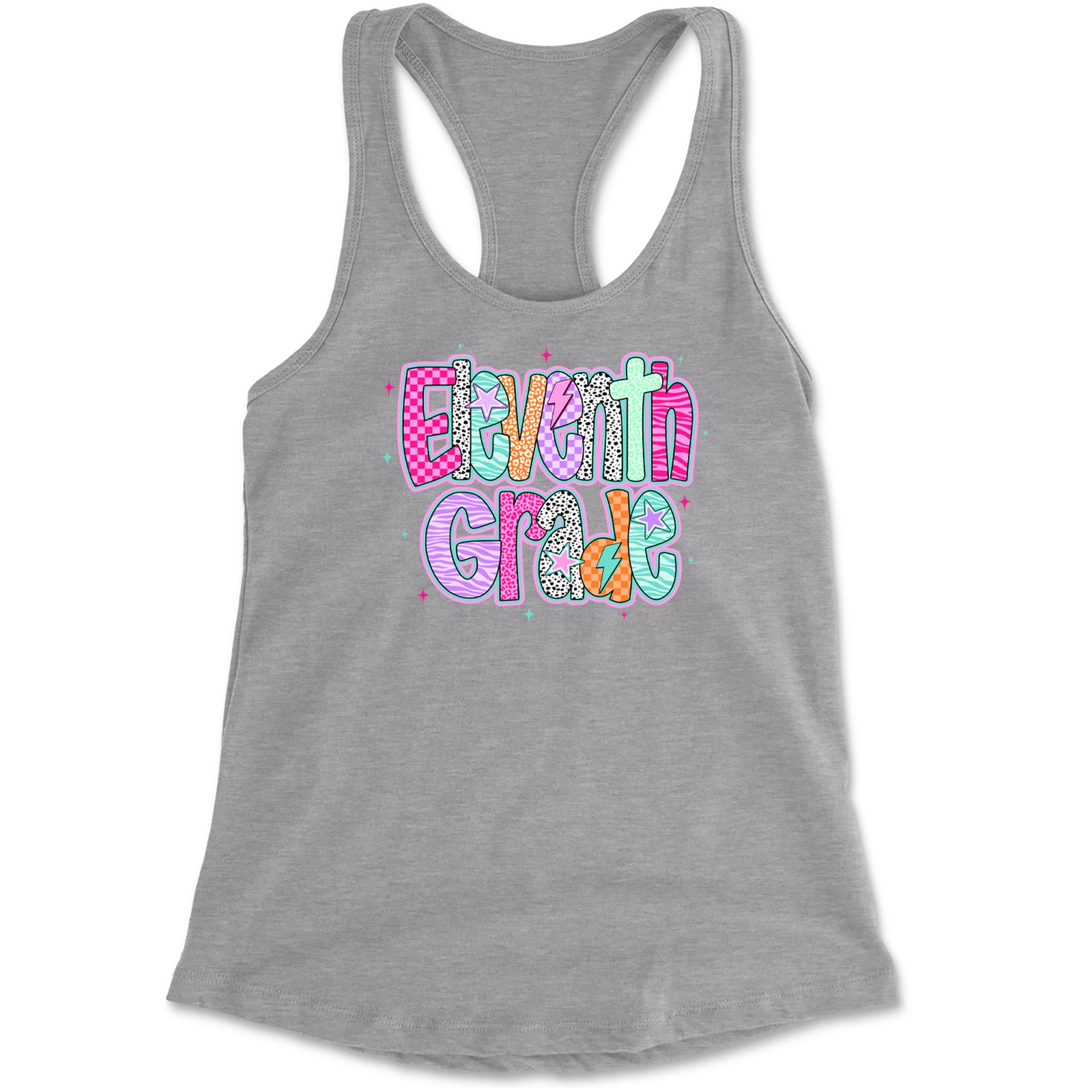 Eleventh Grade Extra Colorful Back to School Racerback Tank Top for Women Black