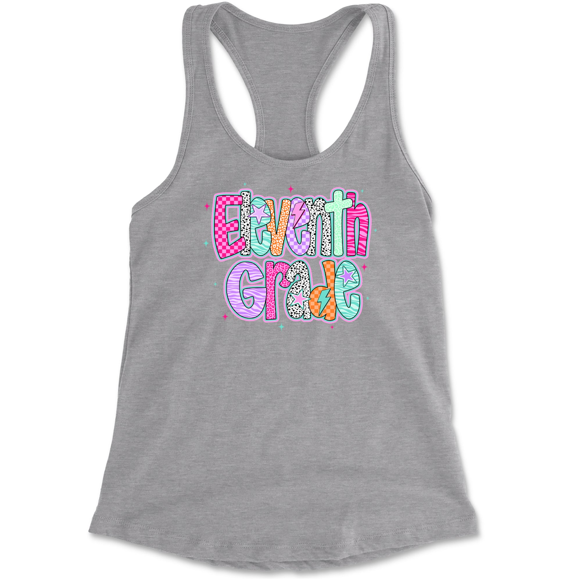 Eleventh Grade Extra Colorful Back to School Racerback Tank Top for Women Heather Grey