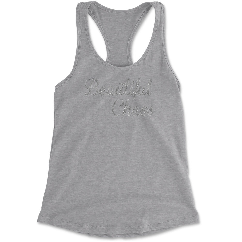 Beautiful Chaos Glitter Music Festival Racerback Tank Top for Women Heather Grey