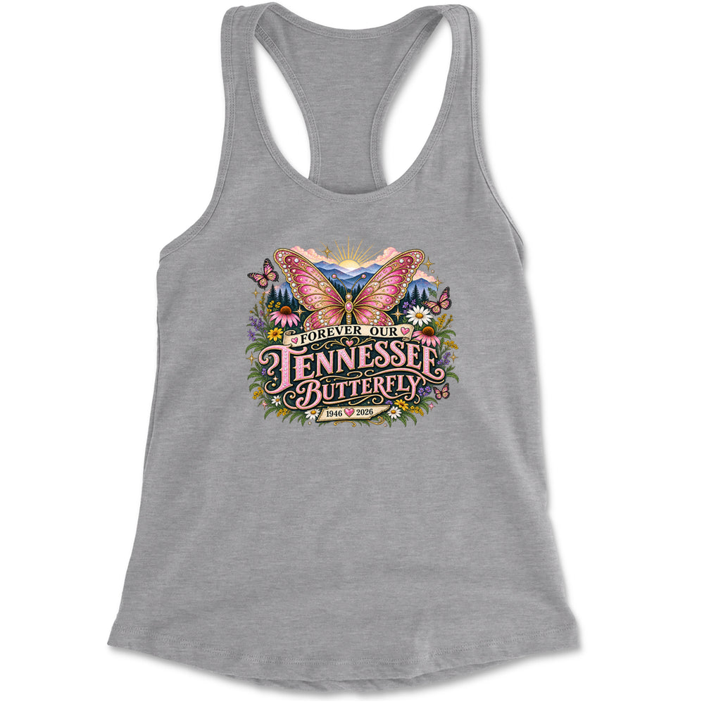 Forever Our Tennessee Butterfly Dolly Racerback Tank Top for Women Heather Grey