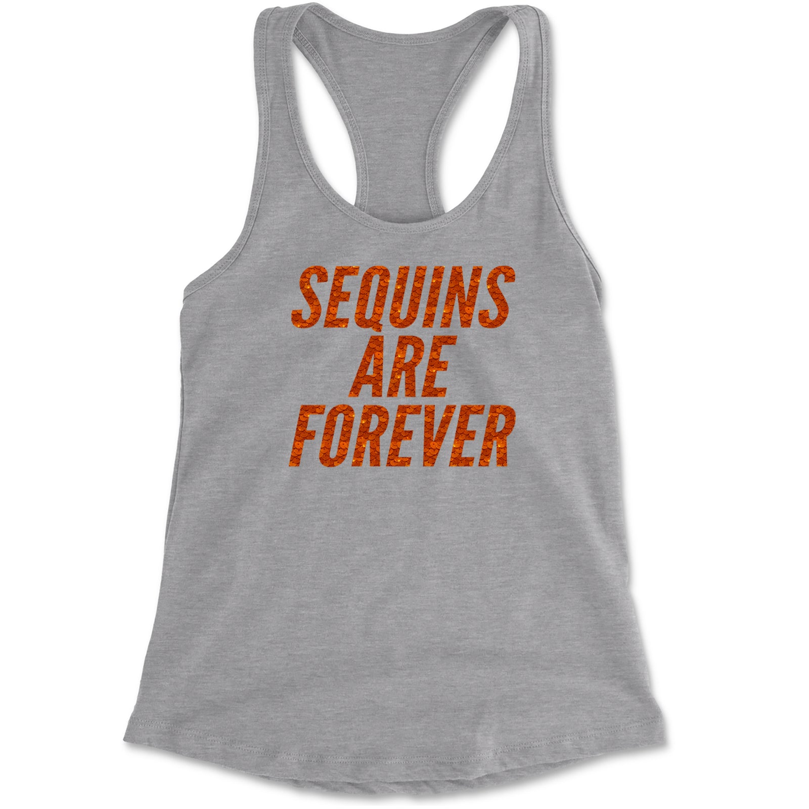 Sequins Are Forever Retro Glam Racerback Tank Top for Women Heather Grey