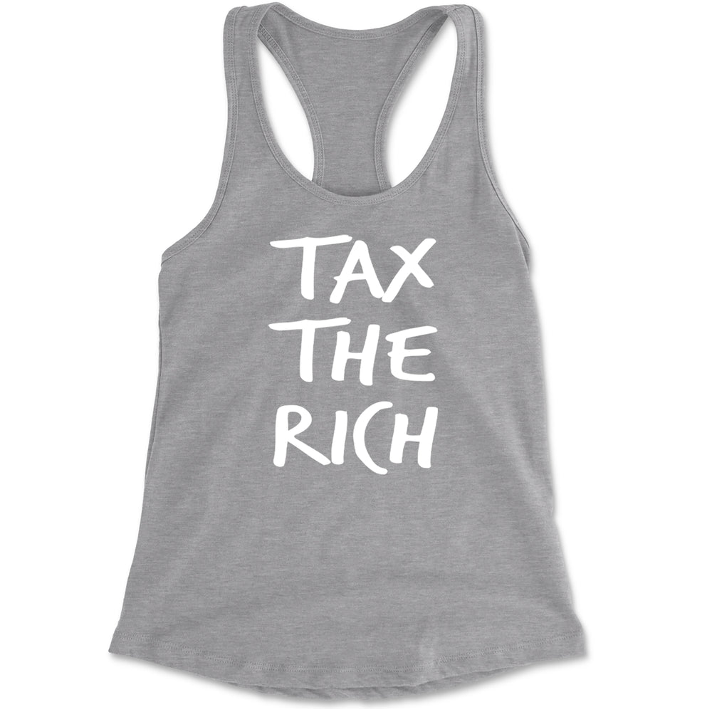 Tax the Rich Protest Wealth Inequality Racerback Tank Top for Women Heather Grey