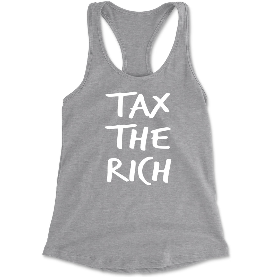 Tax the Rich Protest Wealth Inequality Racerback Tank Top for Women Heather Grey