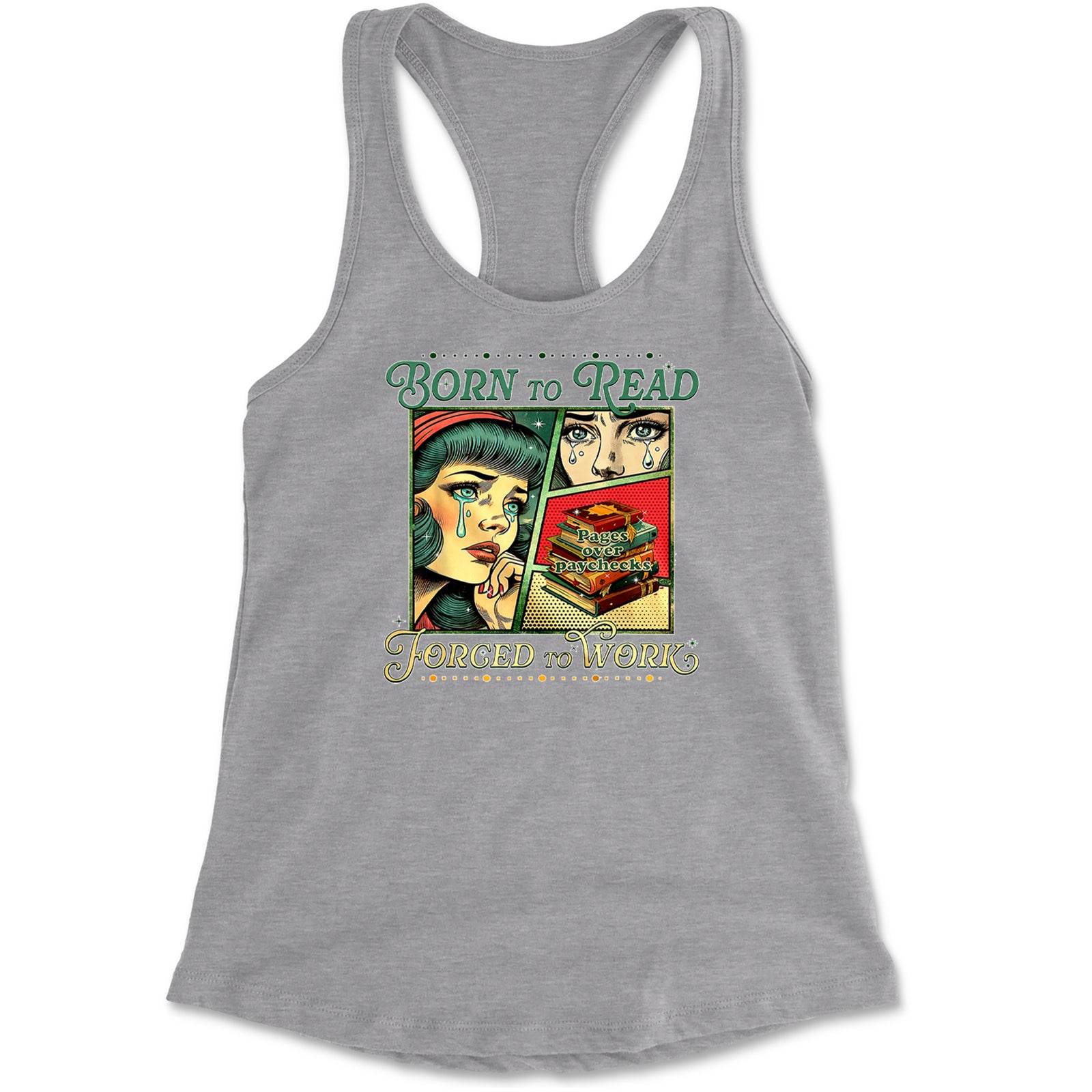 Born To Read, Forced To Work Racerback Tank Top for Women Black