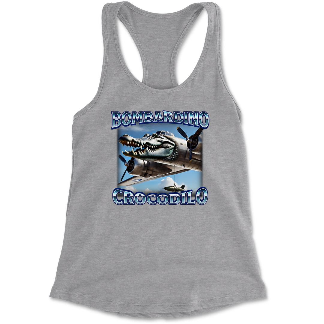 Bombardino Crocodilo Brainrot Racerback Tank Top for Women Heather Grey