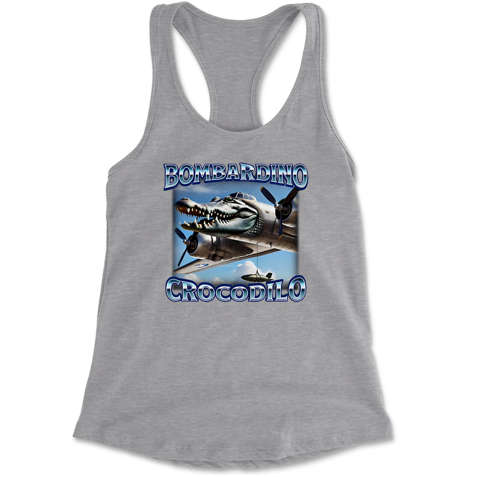 Bombardino Crocodilo Brainrot Racerback Tank Top for Women Black