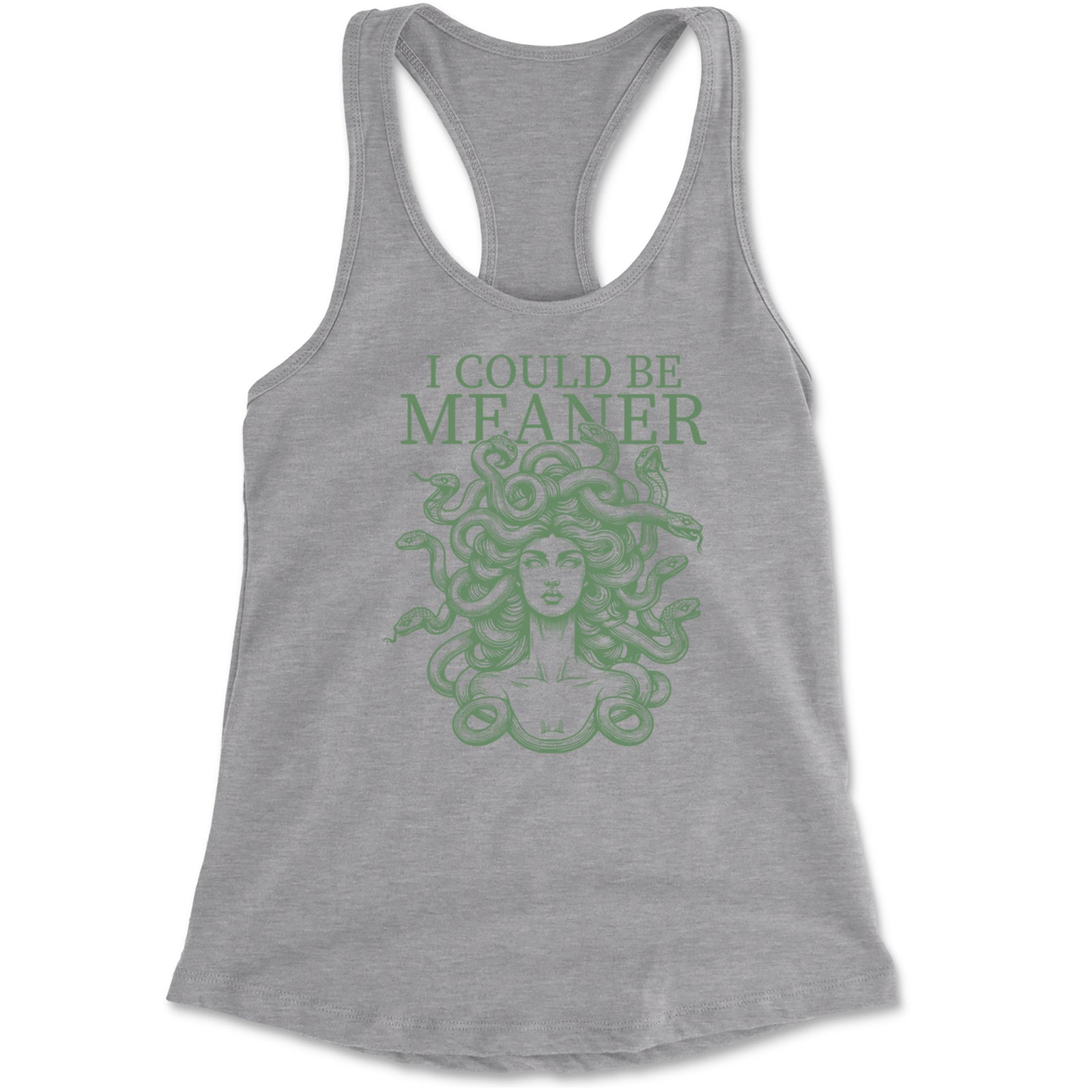 Medusa I Could Be Meaner Racerback Tank Top for Women Heather Grey