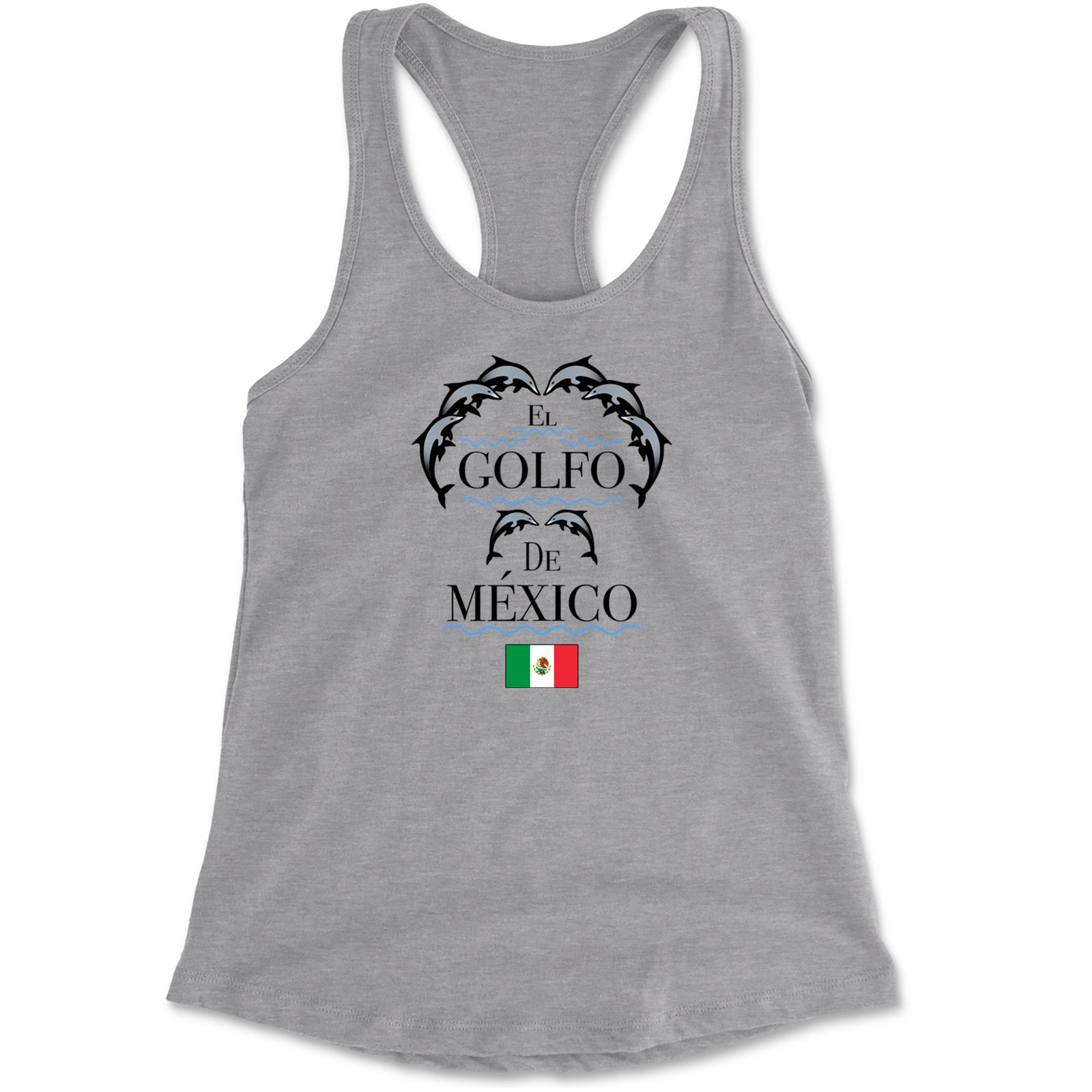 El Golfo De Mexico Dancing Dolphins Racerback Tank Top for Women Heather Grey